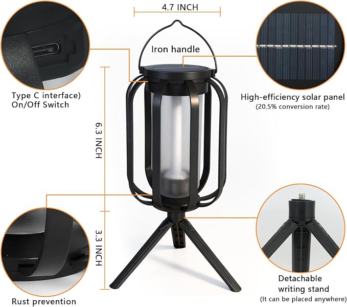 (New) 2 Pack Solar Lanterns Lights, Solar Lights Outdoor with Flickering Flame, 4 Modes Waterproof Hanging Lantern Decorative, Solar Powered Lanterns for Yard Patio Proch Tree Garden Decor