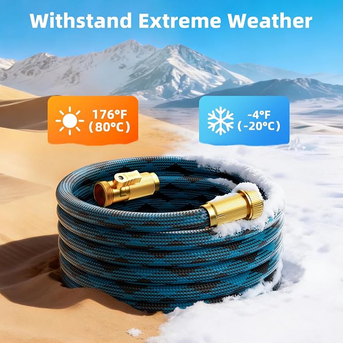 Garden Hose, Non-Expandable Water Hose 50 ft, Flexible, Kink & Leak Proof Water Pipe with 10-Function Spray Nozzle, Lightweight Outdoor Hose for Yard, Lawn, Car Wash, RV and Home Use