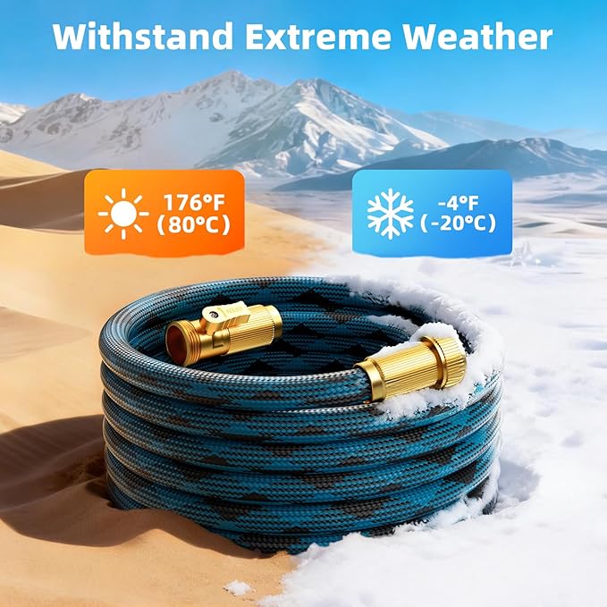 Garden Hose, Non-Expandable Water Hose 75 ft, Flexible, Kink & Leak Proof Water Pipe with 10-Function Spray Nozzle, Lightweight Outdoor Hose for Yard, Lawn, Car Wash, RV and Home Use