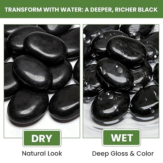 6 lbs Black River Rocks for Landscaping, 2-3 Inch Polished Pebbles for Garden, Decorative Stones for Plants, Succulents, Aquarium, Fish Tank, Outdoor Yard Walkways & Paving