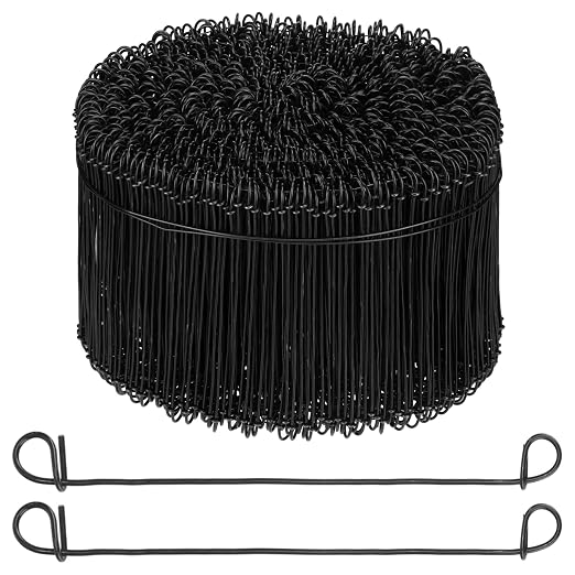 1000 Pcs 16 Gauge Rebar Tie Wire 6 Inch Black Double Loop Annealed Steel Wire Ties for Concrete Construction Masonry DIY Projects