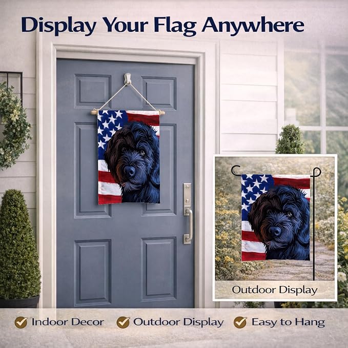 Caroline's Treasures CK6661GF Portuguese Water Dog American Flag Garden Flag Mailbox Flag Decorative Yard Flag Banner Outside Patio Artwork Yard Flower Beds, Garden Size, Multicolor