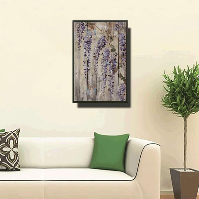 Metal Sign Tin Sign Vintage Wall Art Rustic Grace Wisteria Tin Sign for Easy Installation Weather Resistant Design and Vintage Eleganc Garden Tin Signs for Bar 6×8 Inches with Metal Frame