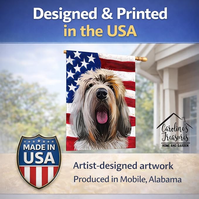 Caroline's Treasures CK6545CHF Grand Griffon Vendeen Dog American Flag House Flag Large Porch Sleeve Pole Decorative Outside Yard Banner Artwork Wall Hanging, Polyester, House Size, Multicolor