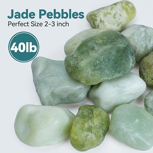 40lbs Jade Pebbles for Indoor Plants, 2-3 Inch Plant Rocks for Pots Indoor, Decorative Garden Rocks Outdoor Landscaping, Polished Natural Stone for Walkways, Yard, Vases, Crafts