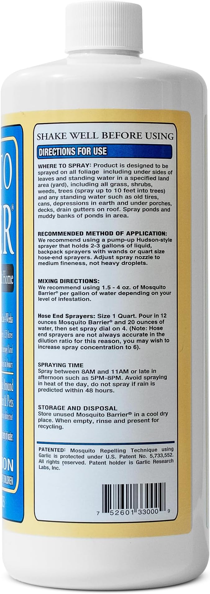 Mosquito Barrier Liquid Garlic Mosquito Repellent Concentrate, 32 fl oz (2 Pack) – Professional Outdoor Treatment for Lawns, Landscapes & Perimeter Areas – Yard & Home Mosquito Protection
