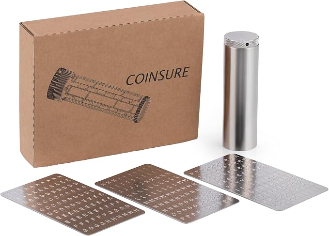 Crypto Seed Phrase Storage, 24 Words Seed Backup for Bitcoin Ethereum Crypto Wallet, 304 Stainless Steel Capsule, BIP39 Compatible