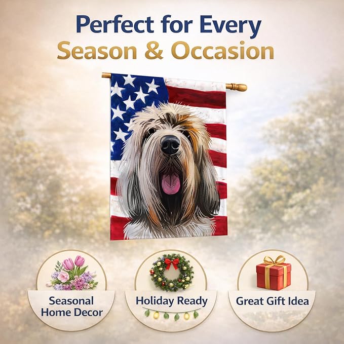 Caroline's Treasures CK6545CHF Grand Griffon Vendeen Dog American Flag House Flag Large Porch Sleeve Pole Decorative Outside Yard Banner Artwork Wall Hanging, Polyester, House Size, Multicolor
