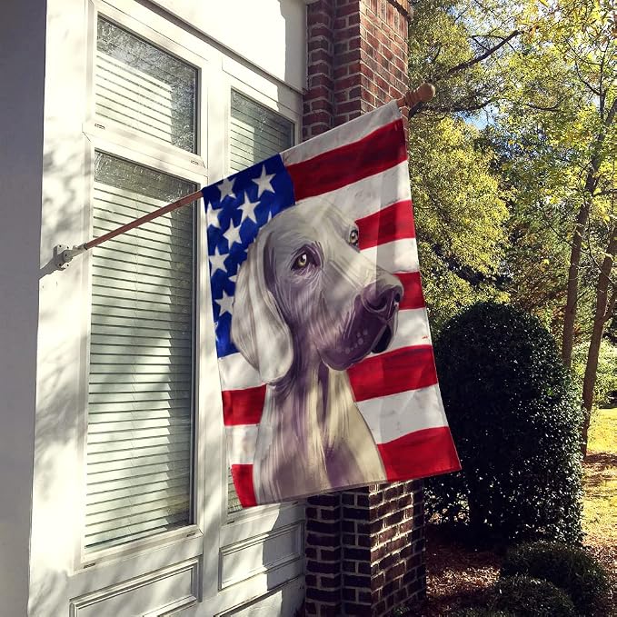 Caroline's Treasures CK6749CHF Weimaraner American Flag House Flag Large Porch Sleeve Pole Decorative Outside Yard Banner Artwork Wall Hanging, Polyester, House Size, Multicolor