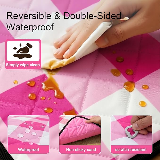 2 in 1 Tote Picnic Blanket Waterproof Outdoor Camping Mat，Large Capacity Beach Blanket 80''x80'' 7 Layers Easy to Foldable and Carry.