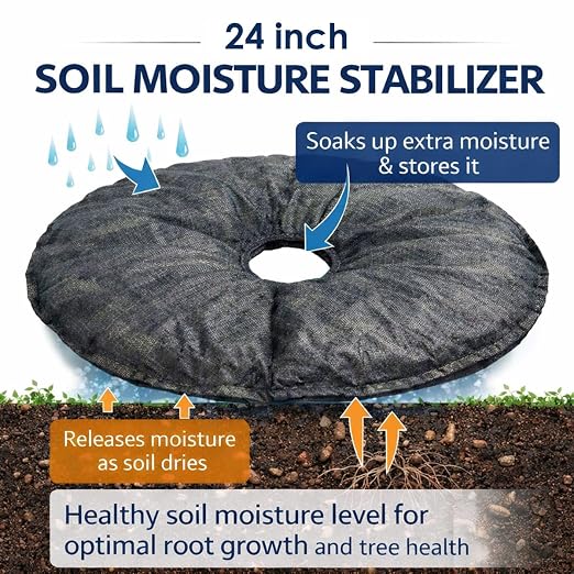 SteadySpring® 24" Smart 30+Day Tree Watering Mat - AUTO Refills with RAIN and Slow Releases As Plant Needs - for Root Balls 11" - 15" Dia Slow Release Technology Prevents Over and Under Watering (4)