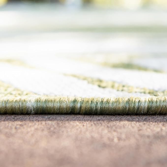 Unique Loom Outdoor Botanical Collection Area Rug - Palm (2' x 6' 1" Runner, Green/ Ivory)