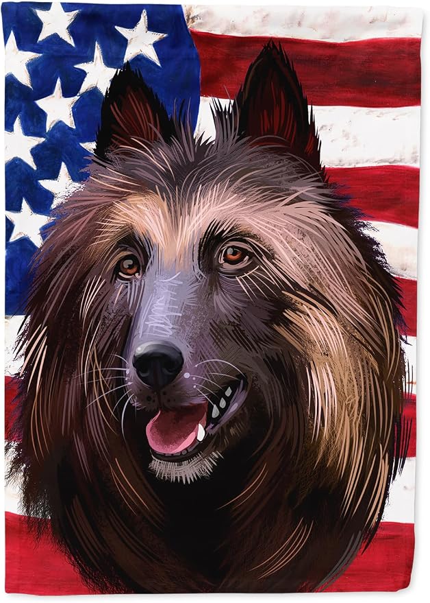 Caroline's Treasures CK6429CHF Belgian Tervuren American Flag House Flag Large Porch Sleeve Pole Decorative Outside Yard Banner Artwork Wall Hanging, Polyester, House Size, Multicolor