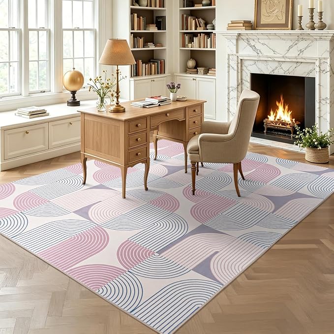 6x9 Area Rugs for Living Room Rug Washable, Non-Slip Modern Rug | Stain Resistant, Soft Carpet Indoor Floor Carpets for Entryway Bedroom Dining Room Kitchen and Home Office, Purple