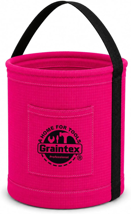 Graintex Canvas Utility Bucket 12"x15", Round Tool Bucket, Reinforced Base & Carry Handle, Ripstop Canvas, Multi-Purpose Bag for Jobsite, Gardening, Home Use, Ideal for Tool Storage Solutions