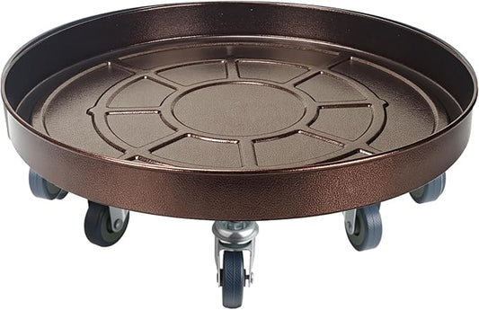 20 Inch Heavy Duty Plant Stand on Wheels, Round Plant Caddy with Wheels for Indoor & Outdoor Use, Metal Rolling Tray for Potted and Small Furniture, Copper