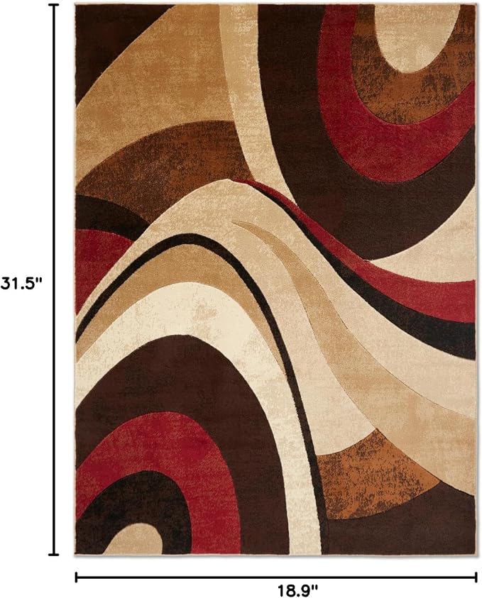 Home Dynamix Tribeca Slade Contemporary Abstract Area Rug, Brown/Red, 18.9"x31.5"
