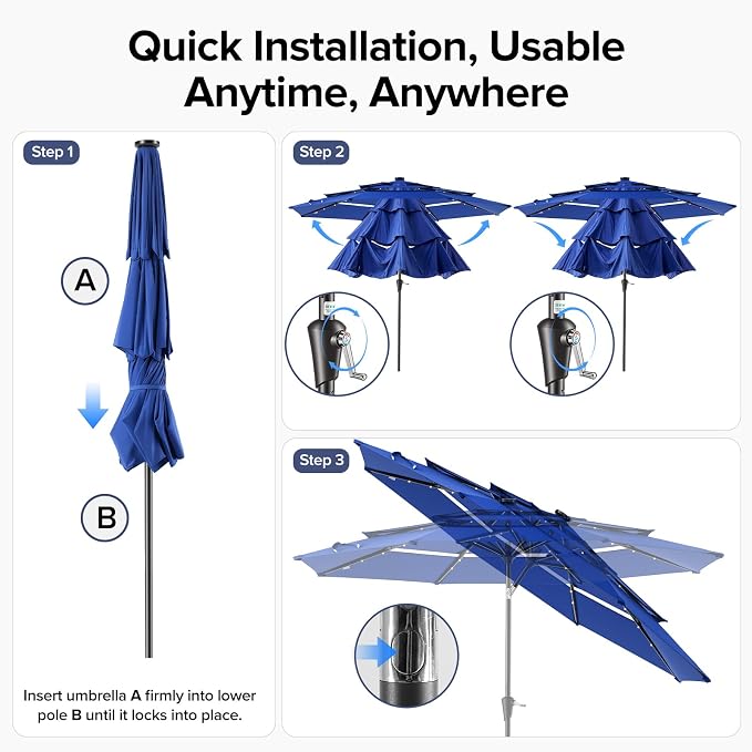 NEWBULIG 10FT Patio Umbrella, Offset Cantilever Outdoor Patio Table Umbrella, UV Protection, Fade Resistant Fabric, Easy Tilt Adjustment for Pool, Deck, Garden, Backyard, Red
