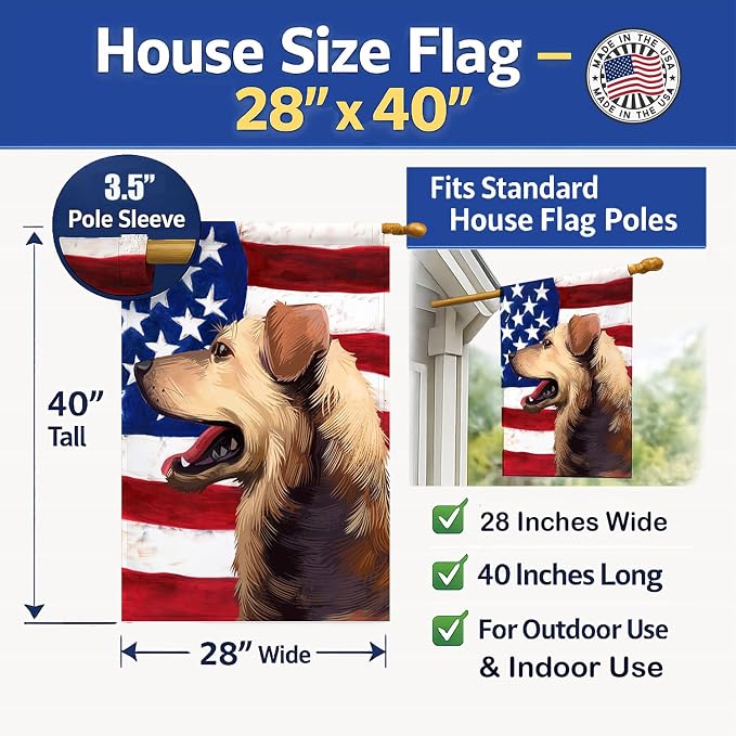 Caroline's Treasures CK6415CHF Austrian Pinscher American Flag House Flag Large Porch Sleeve Pole Decorative Outside Yard Banner Artwork Wall Hanging, Polyester, House Size, Multicolor