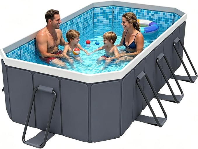 Jessie Foldable Pool for Kids and Adults Non InflatableFrame Outdoor Swimming Pool Blue Kiddie Pools Thickened Support Dog Above Ground Garden Backyard (102.36 in)