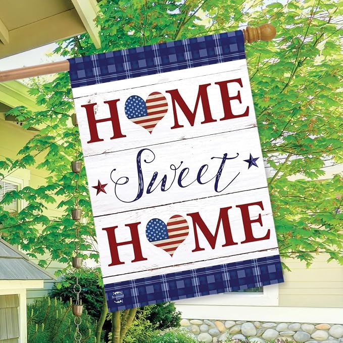 Patriotic Home Sweet Home Double-Sided House Flag 28" x 40" Briarwood Lane