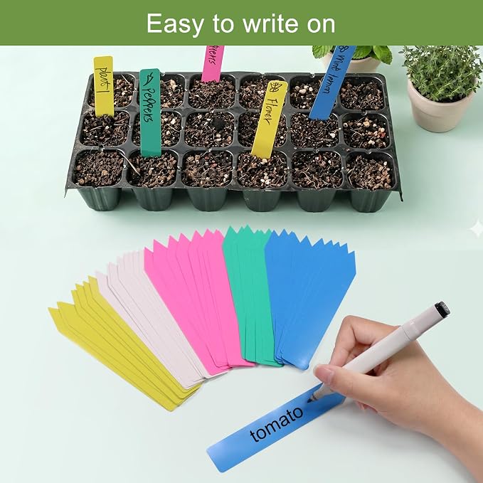 SumDirect 500PCS Plant Labels for Seedlings, 5 Colors, 6 inch Waterproof Plastic Plant Name Tags, Plant Markers for Seed Starting, Garden, Greenhouse