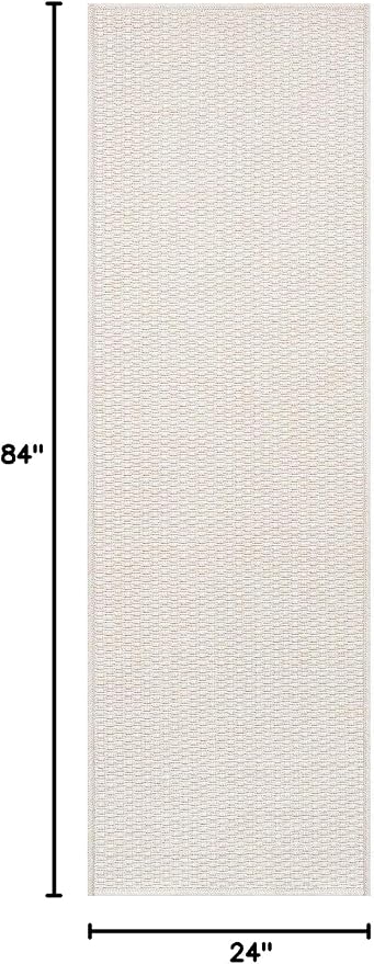Luul Home Easy Jute Rugs 2x7 White Color Living Room Indoor Outdoor Runner Rug for Farmhouse Patio and Kitchen Rug High Traffic Washable Easy to Clean Solid Boho Woven Design Outside Carpet (2 x 7)