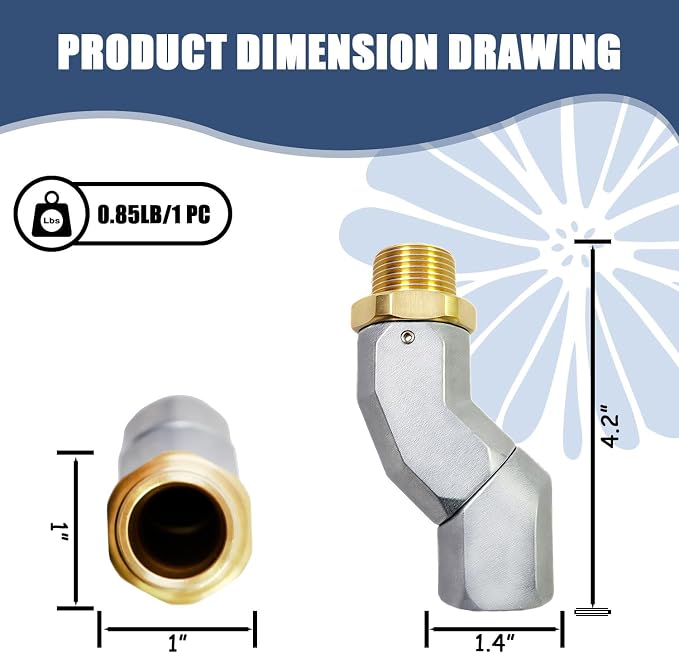 3/4 Inch Fuel Swivel, Fuel Hose Swivel with 3/4'' NPT Connector Fuel Plane Swivel with 360 Roating Connector Reduces Hose Kinking,Universal Multi-Plane Swivel Fit for Fuel Transfer Nozzle