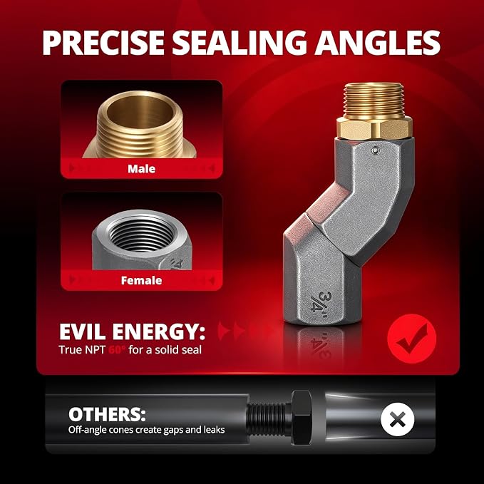 EVIL ENERGY 3/4" NPT 6PCS Fuel Transfer Hose Swivel 360 Rotating Connector for Fuel Nozzle Multi Plane Swivel