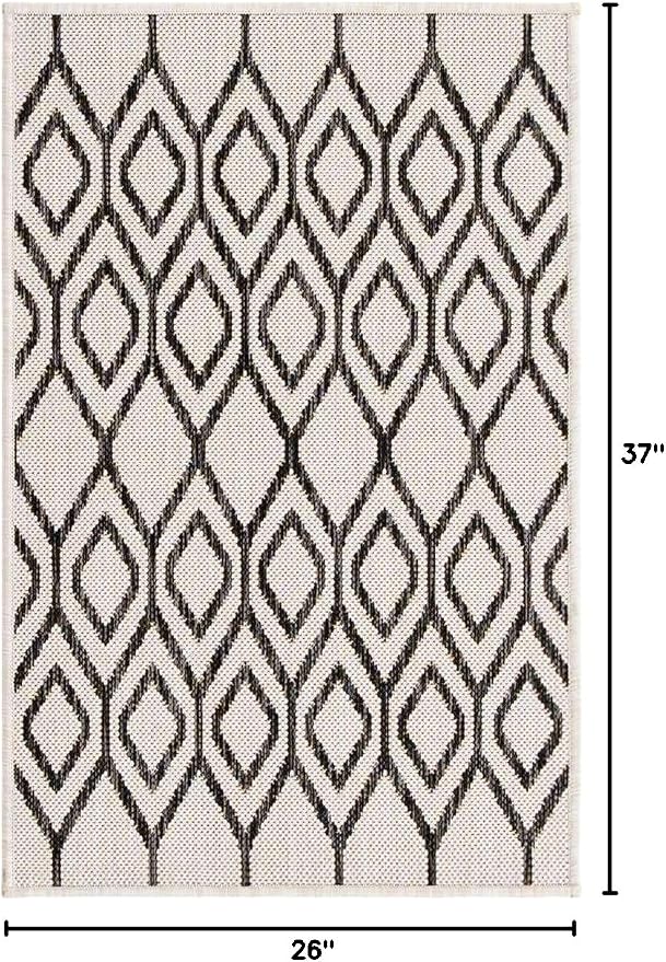 Jill Zarin Outdoor Collection Area Rug - Turks and Caicos (2' 2" x 3' 1" Rectangle Ivory/Black)