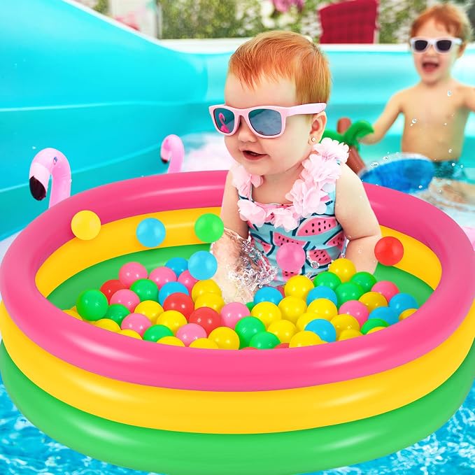 Honoson 47.2 Inch Inflatable Kiddie Pool Baby Pool with 50 Pcs Balls, Inflatable Swimming Pools Blow up for Beach Water Play Backyard Summer Indoor and Outdoor Party Supplies
