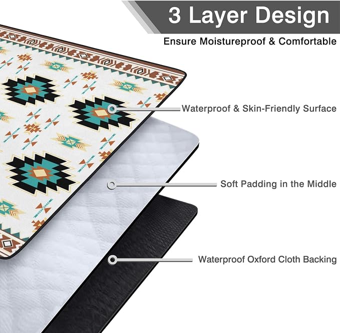 Boho Picnic Blankets Waterproof Foldable, 60’‘x80'' Portable Dual Layers Outdoor Travel Camping Picnic Backpacking Hiking Beach Blanket Mat for Grass Padded Lawn Park Beach ,Picnic Accessories