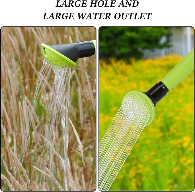 6L Foldable Watering Can with Rotating Nozzle & Long Spout for Plants, Indoor Outdoor Gardening, Clear Plastic-Green