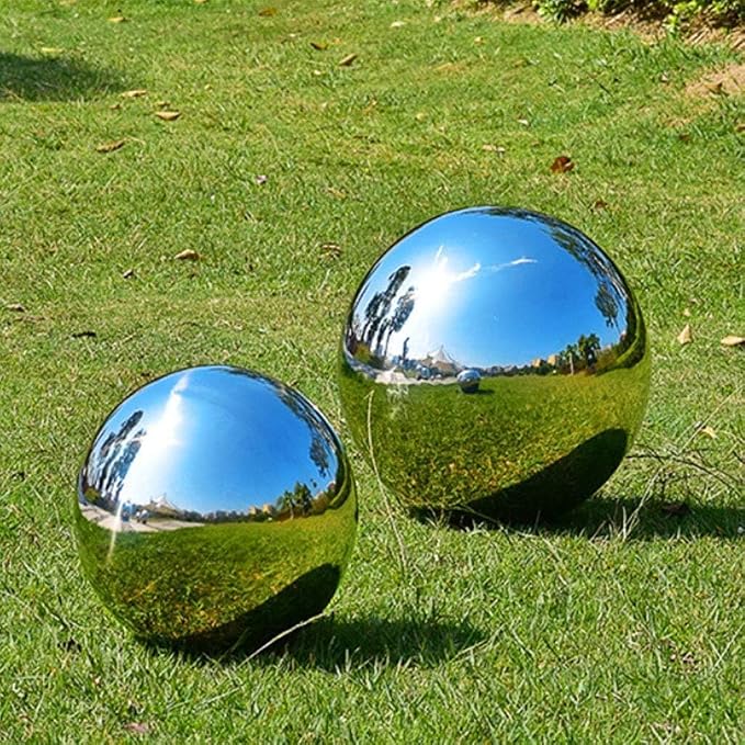 Stainless Steel Gazing Ball, 6 Pcs 50-150 mm Mirror Polished Hollow Ball Reflective Garden Sphere, Floating Pond Balls Seamless Gazing Globe for Home Garden Ornament Decorations (6 Pcs Mix)