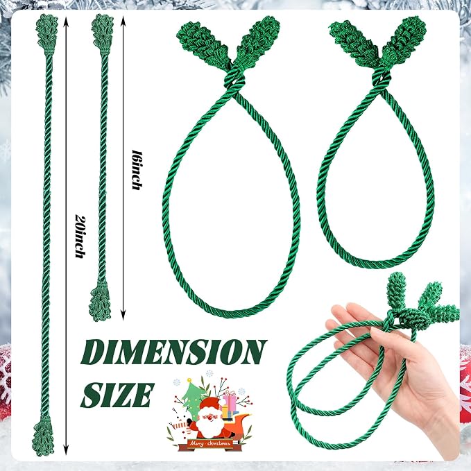 Riakrum 10 Pcs Christmas 20 Inches and 16 Inches Set Decorative Garland Twist Ties Garland Decor for Xmas Holiday Lights Bannisters Stairways Railings (Green)
