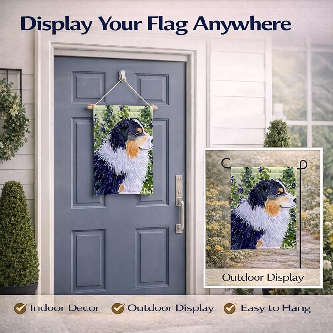 Caroline's Treasures SS8737GF Australian Shepherd Garden Flag Mailbox Flag Decorative Yard Flag Banner Outside Patio Artwork Yard Flower Beds, Garden Size, Multicolor