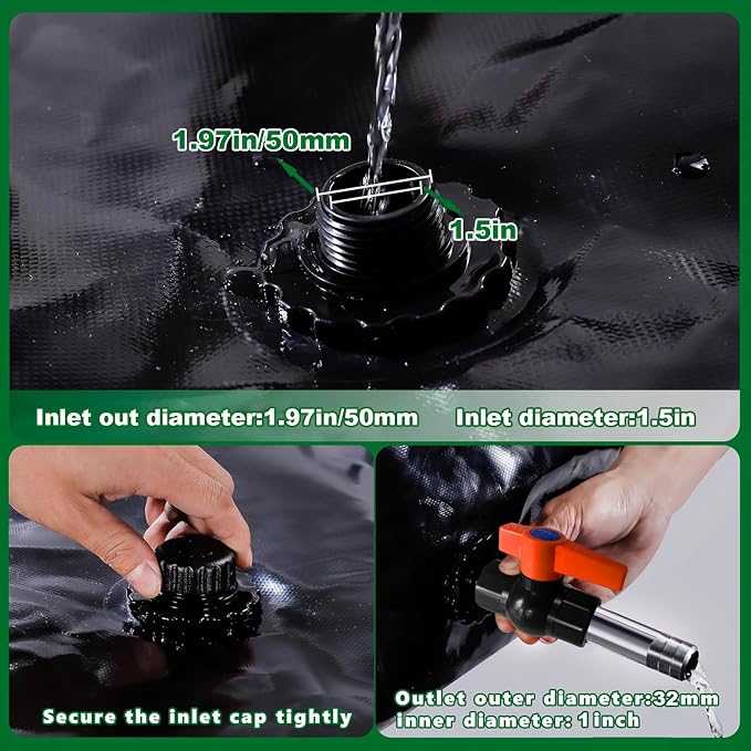 1000 L/264 gal Water Bladder Storage Containers, Foldable Portable Water Tank Large Capacity Soft Water Bag, Drought Resistance, Fire Prevention, Emergency Water
