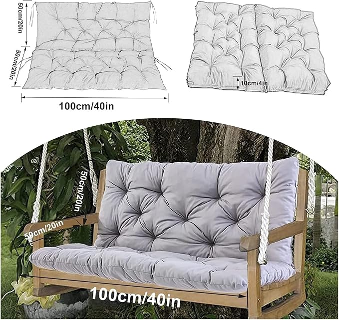Swing Cushion Replacement Outdoor Porch Waterproof Bench Cushion 2-3 Seater Washable Bench Replacement Cushions for Outdoor Patio Porch Swing Cushions