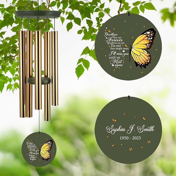 ASTARIN Sympathy Wind Chimes for Loss of Loved Ones Dad Mom, Memorial Wind Chimes Customizable, in Memory of Mother/Father, Remembrance Gifts(Produced in Texas)