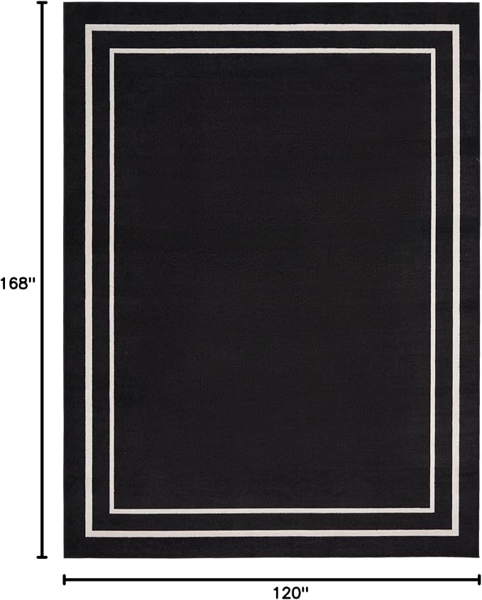 Nourison Home Nourison Essentials Black Ivory 10' x 14' Area Rug - Easy Clean, Non Shedding, Bed Room, Living Room, Dining Room, Kitchen (10' x 14')