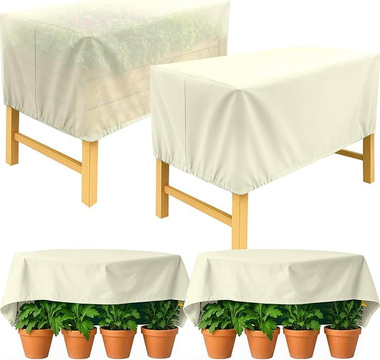 4 Pcs Plant Covers Freeze Protection 52×28.3×19.7 Inch Rectangular Plant Box Cover with Drawstring Large Tree Covers Frost Protection Blankets for Outdoor Garden Raised Beds(Yellow)