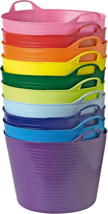Red Gorilla Large Flexible Plastic Tub, Toy Storage, Laundry, Gardening & More, 38 Liter/10 Gallon, Blue