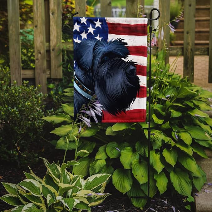 Caroline's Treasures CK6540GF Giant Schnauzer Dog American Flag Garden Flag Mailbox Flag Decorative Yard Flag Banner Outside Patio Artwork Yard Flower Beds, Garden Size, Multicolor