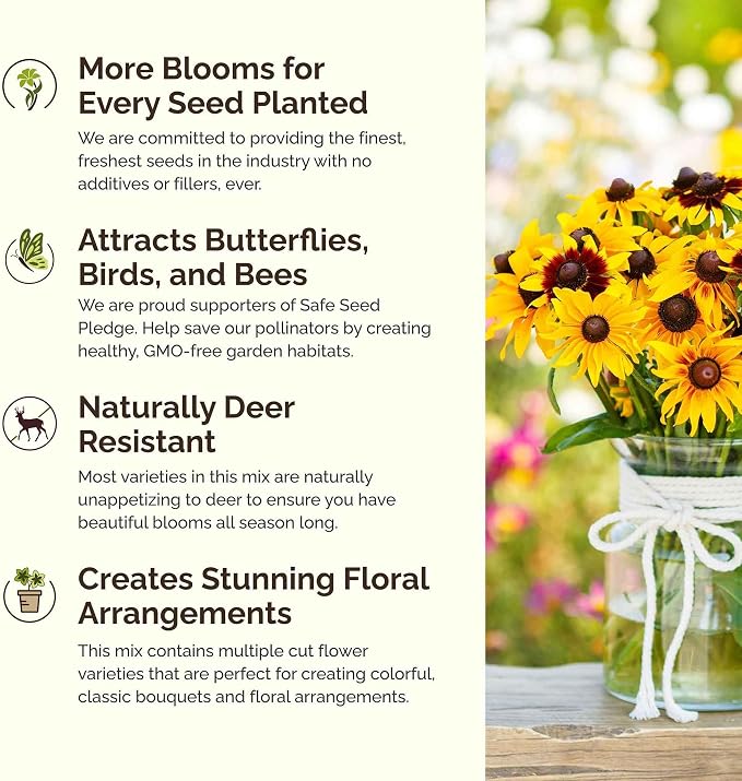 Eden Brothers Iowa Wildflower Mixed Seeds for Planting, 1/4 lb, 120,000+ Seeds with Cornflower, Candytuft | Attracts Pollinators, Plant in Spring or Fall, Zones