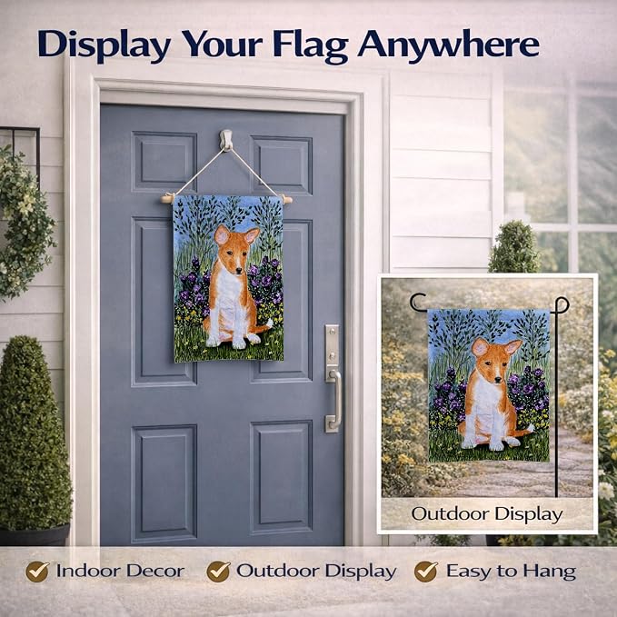 Caroline's Treasures SS8108GF Basenji Garden Flag Mailbox Flag Decorative Yard Flag Banner Outside Patio Artwork Yard Flower Beds, Garden Size, Multicolor