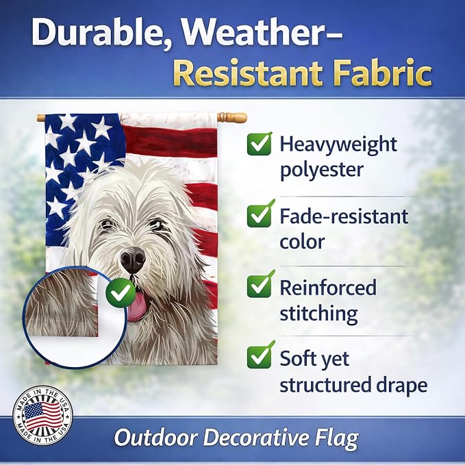 Caroline's Treasures CK6688CHF Sapsali Dog American Flag House Flag Large Porch Sleeve Pole Decorative Outside Yard Banner Artwork Wall Hanging, Polyester, House Size, Multicolor