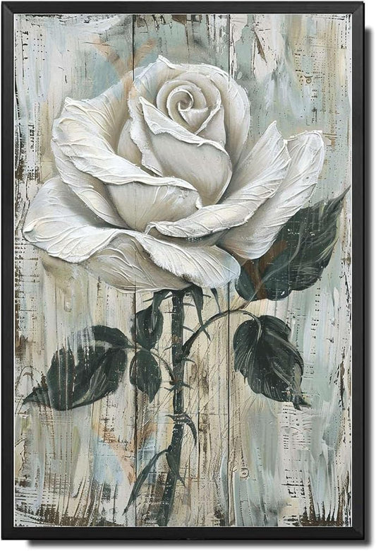 Metal Sign Tin Sign Vintage Wall Art Vintage Rose Bloom Tin Sign for Rustic Wall Art Shabby Chic Gardens and Corrosion Resistant Alumi Garden Tin Signs for Room 12×16 Inches with Metal Frame