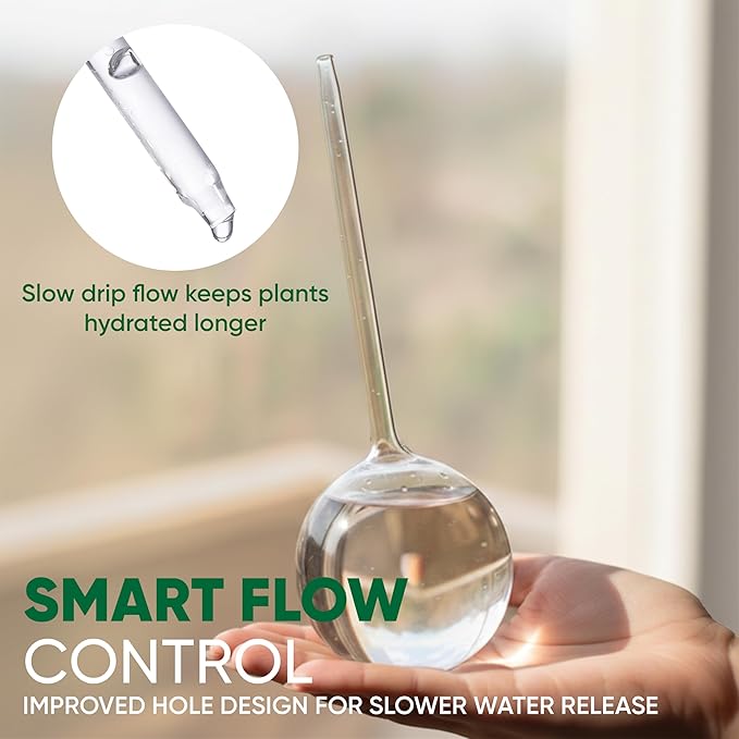 Clear Plant Watering Globes Set of 4 - Large Self Watering Globes for Indoor & Outdoor Plants - Automatic, Glass Watering Bulbs for Daily Use, Plant Watering Devices