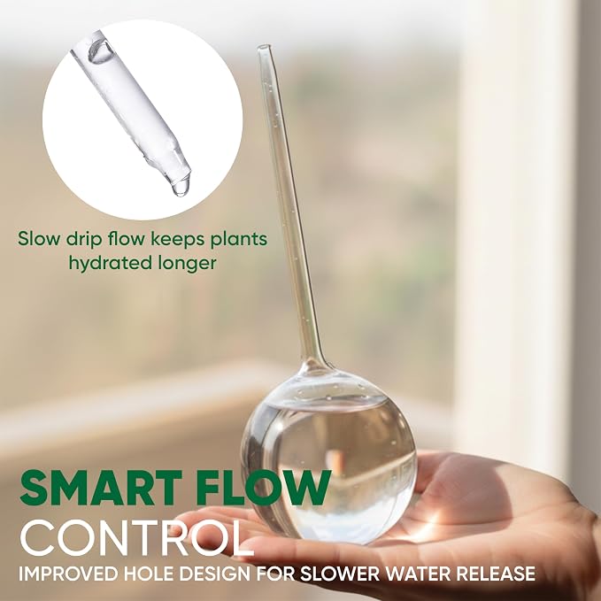 Clear Plant Watering Globes Set of 2 - Small Self Watering Globes for Indoor & Outdoor Plants - Automatic Glass Watering Bulbs for Daily Use, Plant Watering Devices