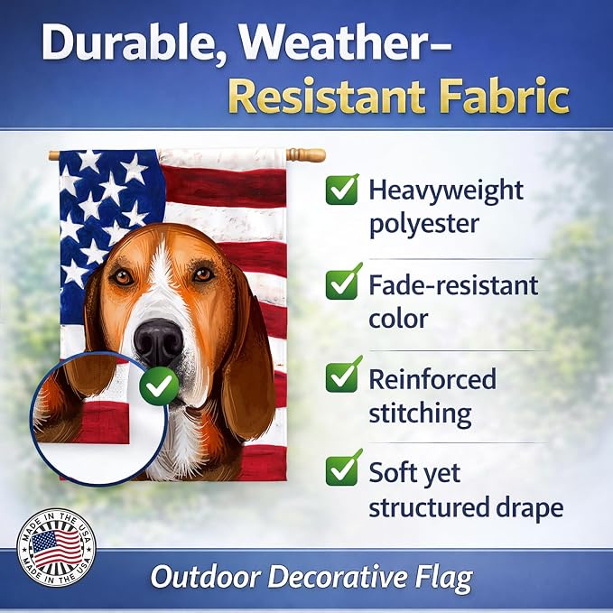 Caroline's Treasures CK6556CHF Hamiltonstovare Dog American Flag House Flag Large Porch Sleeve Pole Decorative Outside Yard Banner Artwork Wall Hanging, Polyester, House Size, Multicolor